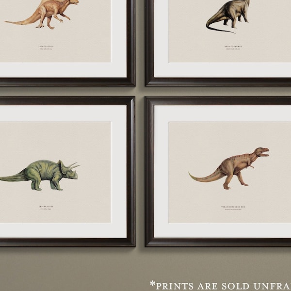 Dinosaur Wall Art, Vintage Dinosaur Prints, Dinosaur Art Prints, Dinosaur Wall Art for Boy's Nursery, Dinosaur Nursery Art, Dinosaur Decor