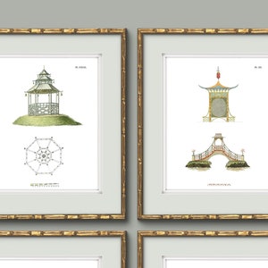 Collection of Chinoiserie Pagoda Prints in Grand Millennial Style for Chinoiserie Chic Decor image 1