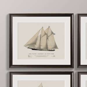 Nautical Wall Art Vintage Yacht Prints Set of Ship Wall Art Nautical Prints for Boys Kids Playroom Nursery Decoration Nautical Decor