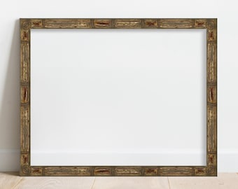3/4" Antique Patina Bamboo Picture Frame - Real Wood Custom Frames for a Gallery Wall, Antique Gold Bamboo Wall Frames for Custom Framed Art