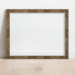 3/4&quot; Antique Patina Bamboo Picture Frame - Real Wood Custom Frames for a Gallery Wall, Antique Gold Bamboo Wall Frames for Custom Framed Art
