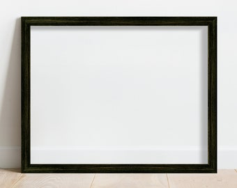 Rustic Black Picture Frame - Real Wood Custom Frames for a Gallery Wall, Distressed Rustic Charcoal Black Wall Frames for Custom Framed Art