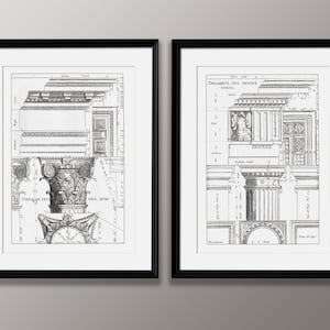 Vintage Architecture Wall Art for Gallery Wall Decor, Architecture Art Prints,  Antique Architecture Drawing, Restoration Hardware Art