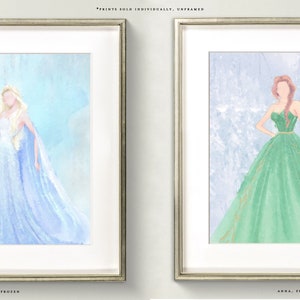 Princess Art Prints for Girls Nursery, Disney Princess Art for Girl's Room, Princess Wall Art, Princess Paintings for Girls Nursery image 4