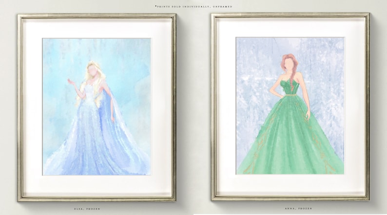 Princess Art Prints for Girls Nursery, Disney Princess Art for Girl's Room, Princess Wall Art, Princess Paintings for Girls Nursery image 4