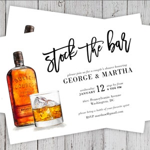 EDITABLE Stock the Bar Party Invitation, Print at Home Stock the Bar, Couples Shower Invitation, DIY Couples Shower