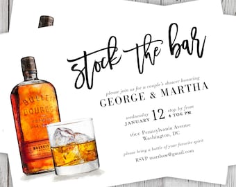 EDITABLE Stock the Bar Party Invitation, Print at Home Stock the Bar, Couples Shower Invitation, DIY Couples Shower