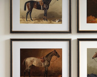 Equestrian Wall Art Prints for Rustic Decor, Vintage Horse Art Illustration, Equestrian Horse Art Prints for Farmhouse Style Decor