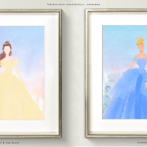 Princess Art Prints for Girls Nursery, Disney Princess Art for Girl's Room, Princess Wall Art, Princess Paintings for Girls Nursery image 3