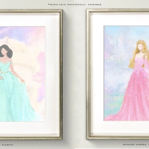 Princess Art Prints for Girls Nursery, Disney Princess Art for Girl's Room, Princess Wall Art, Princess Paintings for Girls Nursery image 5