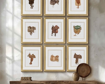 Framed Vintage Equestrian Art, Equestrian Art, Animal Art, Farm Art, Horse Art Prints, Horseback Riding Art, Western Decor, Saddle Prints