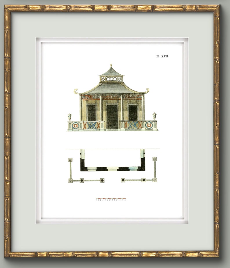 Collection of Chinoiserie Pagoda Prints in Grand Millennial Style for Chinoiserie Chic Decor XXV