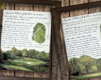 Framed Augusta National Hole No. 11 No. 12 – Original Golf Artwork | “Amen Corner” Masters Tribute. Set of 2