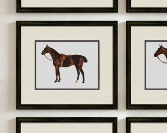 Equestrian Wall Art Prints, Vintage Horse Art Illustration for Rustic and Farmhouse Style Decor, Horse Decor