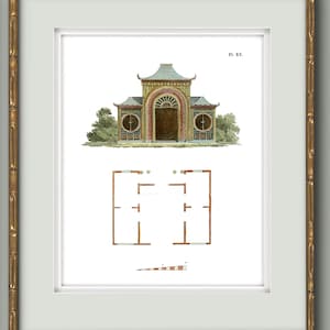 Collection of Chinoiserie Pagoda Prints in Grand Millennial Style for Chinoiserie Chic Decor XVII