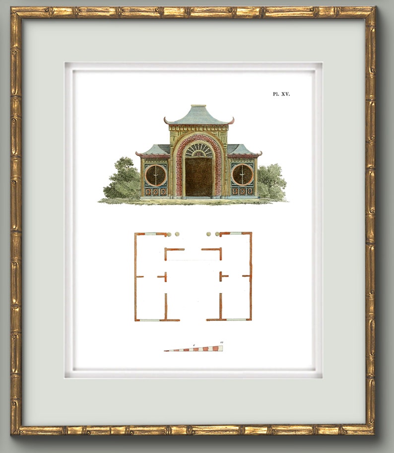 Collection of Chinoiserie Pagoda Prints in Grand Millennial Style for Chinoiserie Chic Decor XVII