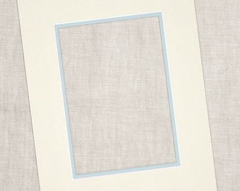 11x14" Premium Double Mats for 8" x 10" Fine Art Prints - Antique White & French Blue - Custom Frames for Gallery Walls