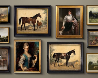English Manor Gallery Wall Set of 10 Vintage Art Prints, English Country Gallery Wall Art Prints, Landscape Art Prints, Vintage Portraits