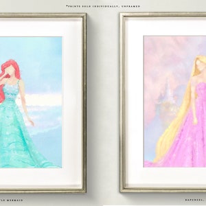 Princess Art Prints for Girls Nursery, Disney Princess Art for Girl's Room, Princess Wall Art, Princess Paintings for Girls Nursery image 6