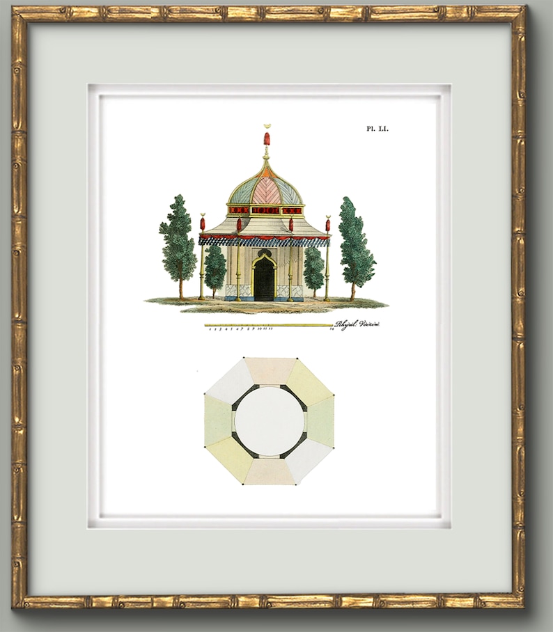 Collection of Chinoiserie Pagoda Prints in Grand Millennial Style for Chinoiserie Chic Decor LI
