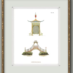 Collection of Chinoiserie Pagoda Prints in Grand Millennial Style for Chinoiserie Chic Decor III