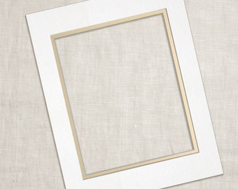 11x14" Premium Double Mats for 8" x 10" Fine Art Prints - White Linen & Antique Gold - Custom Frames for Gallery Walls