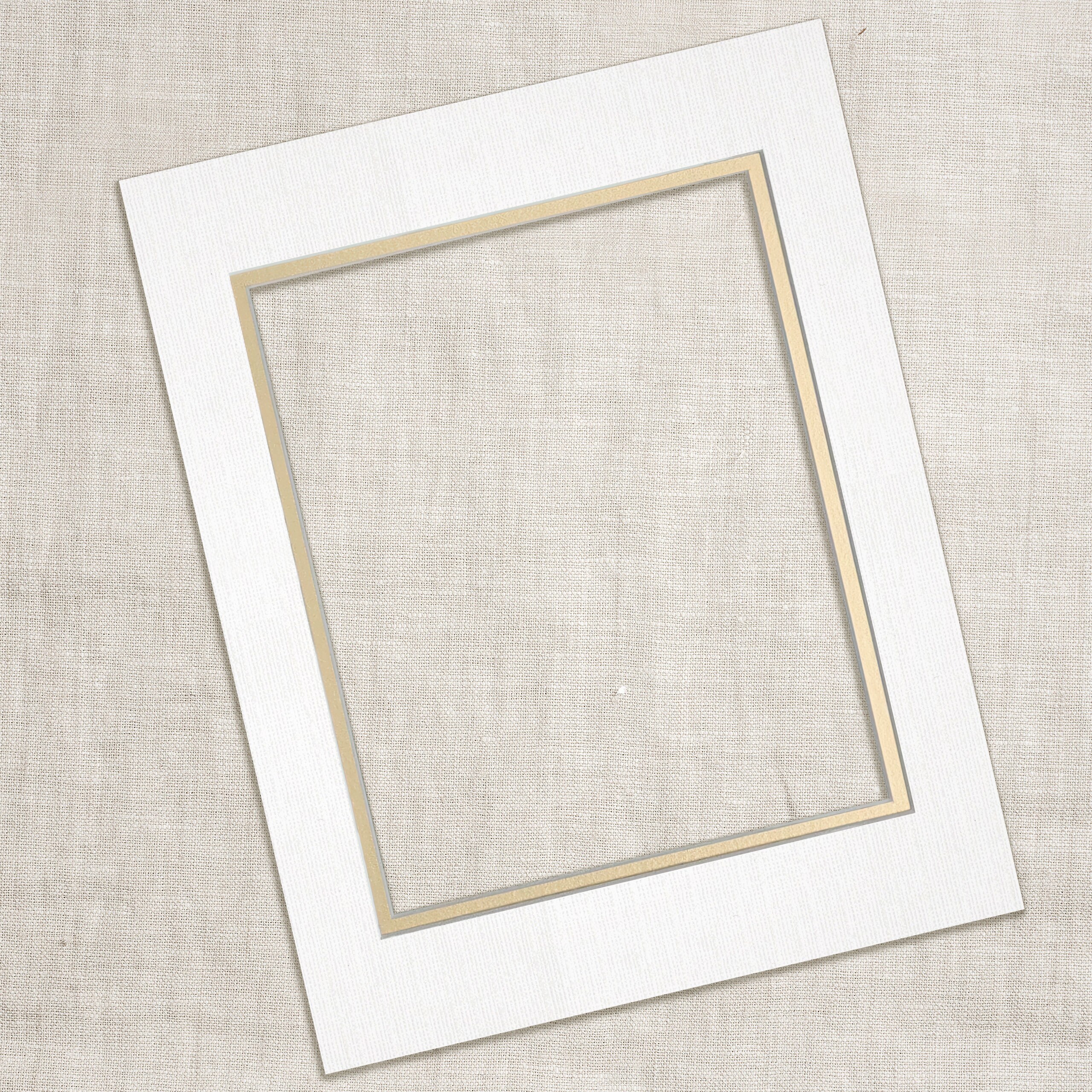 thumbnail image 2 of 20x24 White & Gold Double Picture Mats - Fits 16x20 Photos 2 of 9