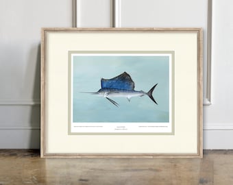 Framed Saltwater Fish Art Print: Coastal Home Decor