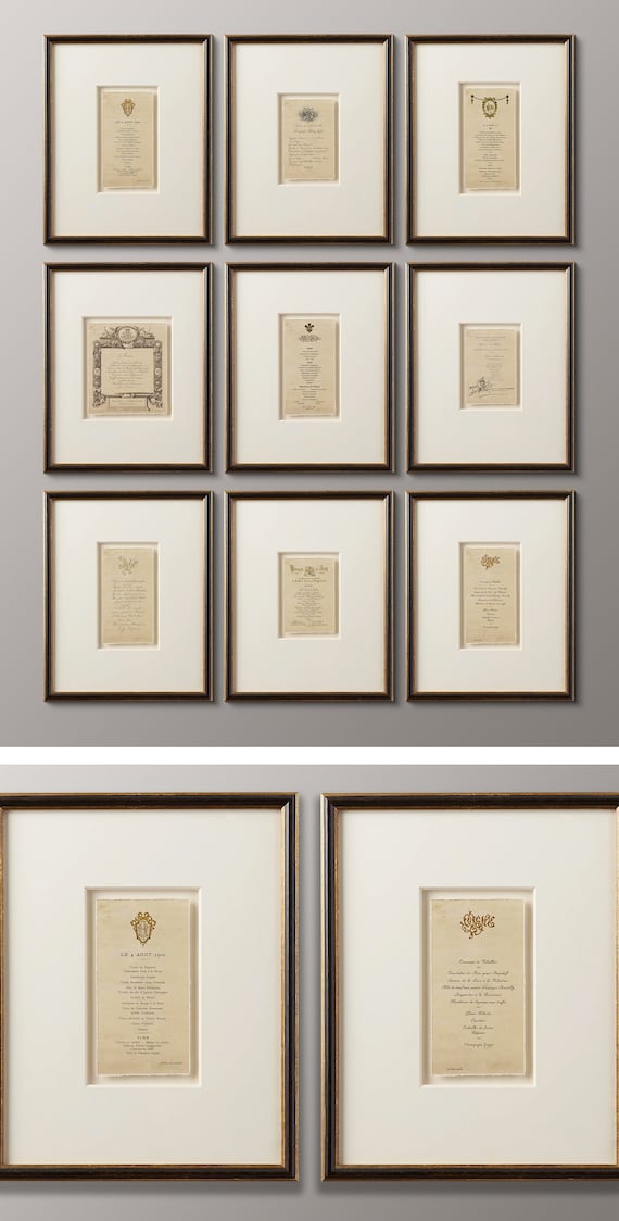 Collection of Vintage French Menus, Paris Wall Art for Restoration Hardware Style, French Menu Wall Art, Grandmillennial Art