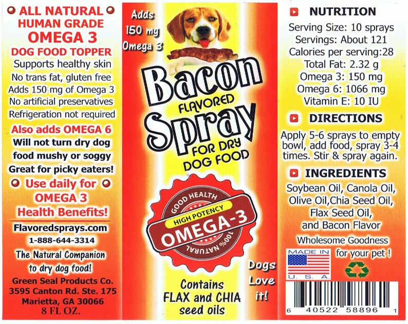 Bacon flavor spray for dry dog food Etsy