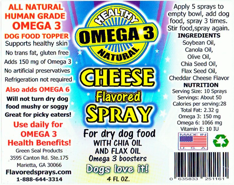 Cheese Flavored Omega 3 Dog Food Flavor Enhancer 4 Oz Etsy