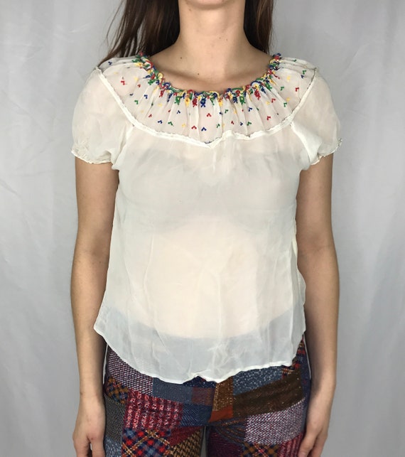 Vintage 1930s Hungarian Blouse Hand Embroidered Wo
