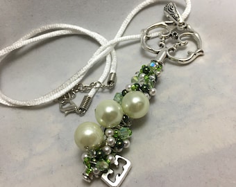 KEY NECKLACE #1 Green Pearls