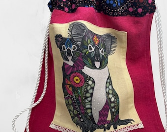 Koala Keepsake Linen Bag, Baby Blessing Ritual Kit, Wish Cards