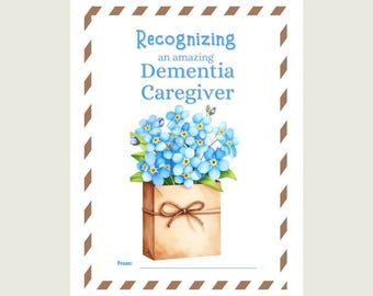 Dementia Caregiver Gift Card Holder, Printable PDF, Forget-Me-Not, Memory Care Support