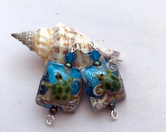 SEA TURTLE EARRINGS. animal totem, spirit animal, longevity symbol, endangered