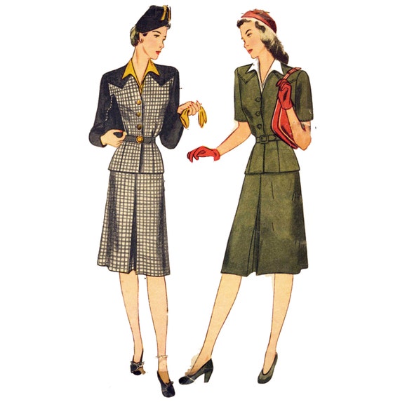 Items similar to 1940s Misses' & Women's Suit Pattern, Pointed Shoulder ...