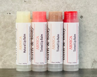 12 Arnica Lip Balm Sticks | Clear or Tinted Chapsticks | Unlabeled | Private Label | Med Spa Branded Gifts | Pink | Brown | Red | Aesthetics