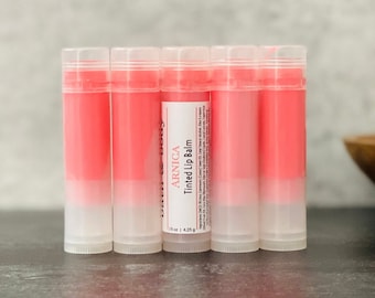 Bulk Pink Tinted Arnica Lip Balm Sticks | Sheer Rose Wholesale Lip Butter w/ Private Label | Unlabeled | Branded Post Lip Filler Moisturizer