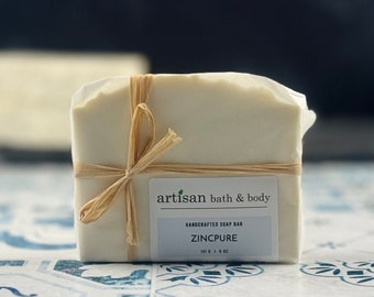 ZincPure Soap | Unscented | No Coconut | Nut Allergy Bar | Face & Body Wash | Cleanser w/ Zinc Oxide for Oily, Sensitive, Acne Prone Skin
