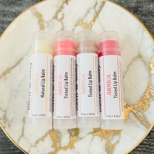Arnica Lip Balm Sticks | Sheer or Tinted Chapsticks | Post Lip Filler Balm | Lip Butter | Lip Moisturizer | Lip Care | Red | Brown | Pink