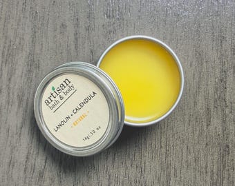 Lanolin & Calendula Balm 0.5 oz | Natural Lips and Dry Skin Salve | PMU Aftercare-Friendly