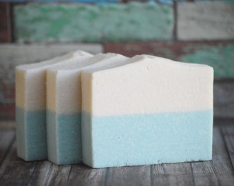 Driftwood Soap | Luxury Sea Salt and Clay Soap w/ Relaxing Scent | Blue and White | Gender Neutral | Gift Giving Ready