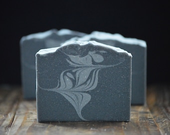 Musk Soap | Soap For Men with Charcoal & Mysterious Sensual Scent | Grey Artisan Swirl Soap For Men | Men's Gift Guide | Soap Bar For Men