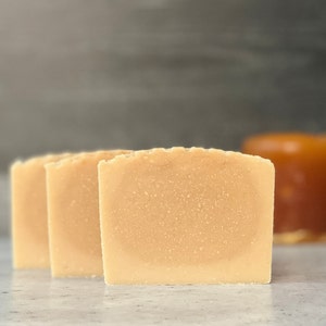 Honey Beer Soap Oatmeal Milk and Honey Soap w/ Effervescent Sweet Aroma Gender Neutral No Coconut Cold Process Soap Honeycomb Top image 3
