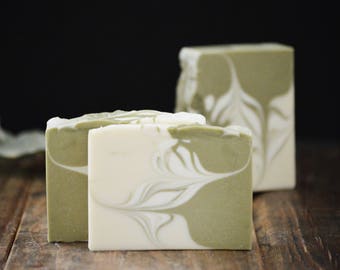 Green Tea Soap | Swirled Artisan Soap, Handmade Scented Soap Bar, Vegan Homemade Cold Process Soap, Fragrant Handcrafted Soap, Soap Gift