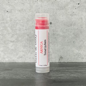 Bulk Red Tinted Arnica Lip Balm Sticks Sheer Strawberry Wholesale Lip Butter w/ Private Label Unlabeled Post Lip Filler Moisturizer image 3