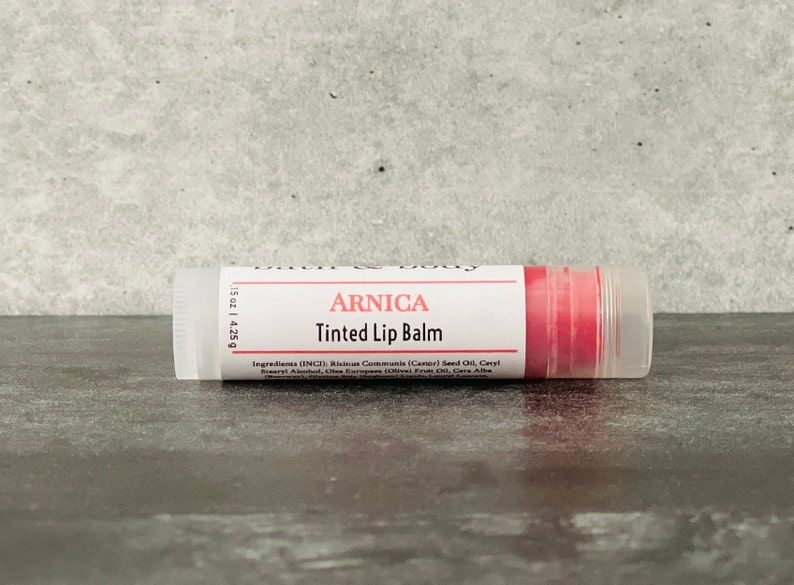 Bulk Red Tinted Arnica Lip Balm Sticks Sheer Strawberry Wholesale Lip Butter w/ Private Label Unlabeled Post Lip Filler Moisturizer image 4