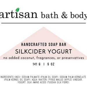 SilkCider Yogurt Soap, Unscented No Coconut Face & Body Wash Bar Nut Allergy Gentle Cleanser Travel Safe Shampoo Self Care Gift image 2