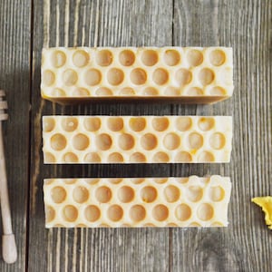 Bee My Honey Scented Oatmeal Milk and Honey Soap with Sweet Honey Scent, Honeycomb Top, Hands and Body Wash Bar, Self Care Gift